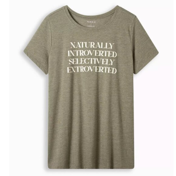 torrid Tops - TORRID Classic Fit T-Shirt Naturally Introverted Selectively Extroverted Size 1X